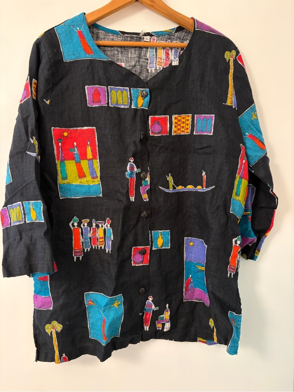90s Vibes 3/4 Sleeve Linen Shirt